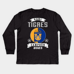 Playera de Tigres Campeon 2023 Futbol Mexicano Kids Long Sleeve T-Shirt